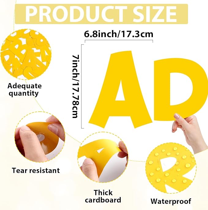 270Pcs 3In Bulletin Board Paper Letters and Numbers, Capital Letters, Numbers, Punctuation Card Stock Punch Out Letter for Classroom Poster Bulletin Board Window Door Home Decor Mailbox Sign, Yellow