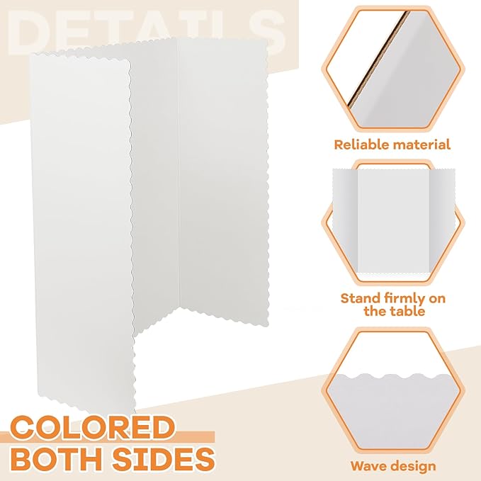 Ctosree 60 Pcs Tri Fold Poster Board Bulk, Science Fair Project Display Paperboard, Single Wall,Lightweight Presentation Board (36 * 48inch,White)