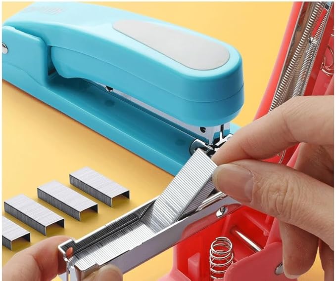 Rotating Stapler for Student Use, Large-Sized Thickened Stapler with Multiple Functions(Blue)