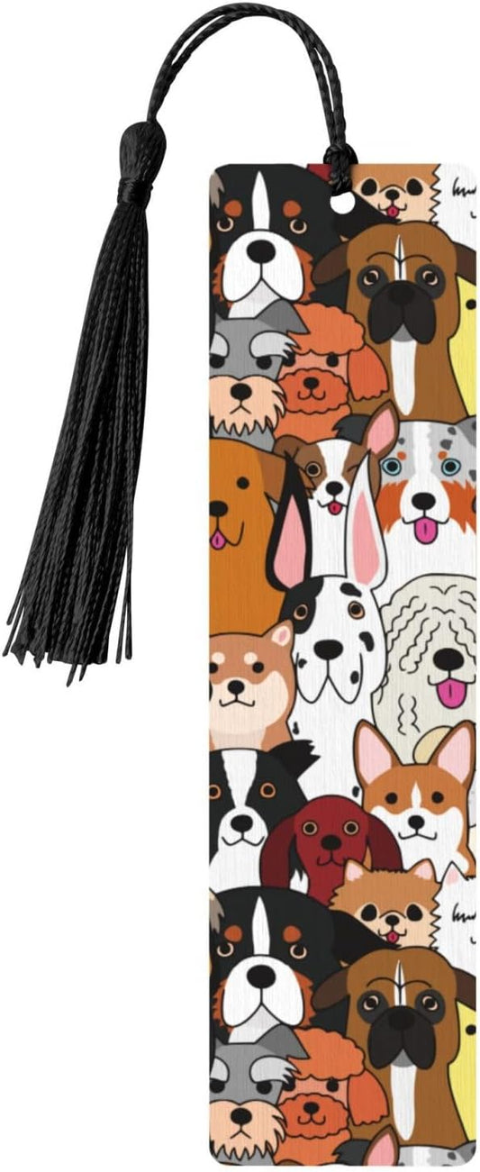 Cute Puppy Dog 5pcs Wood Bookmarks with Tassel for Planner Reading Book Lovers Accessory Readers Men Women 4.6 X 1.2 Inch