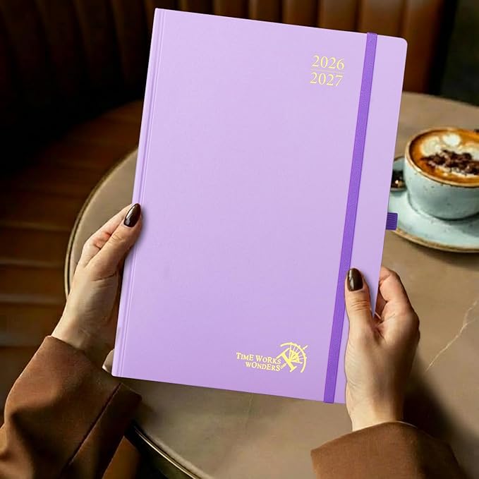 POPRUN 2026-2027 Daily Planner One Page Per Day Even Weekends (A4 Large Size - 8.5" x 12") - Academic Calendar Book(July 2026 - June 2027), 2026 Day Appointment Book, Hardcover - Viole
