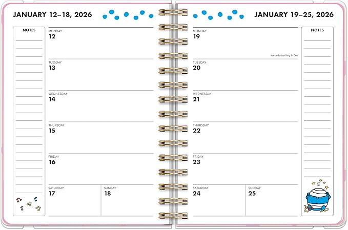 Orange Circle Studio 2026 Planner, Little Miss Organized, Deluxe Compact Flexi Planners, Bound Weekly & Monthly Planner Organizer For School or Work, with Stickers & Notes Pages