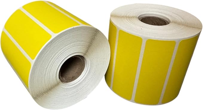 Labels and More Yellow 3x1 Inch Direct Thermal Labels 1" Core Self Adhesive No Ribbon Required 6 Rolls 7800 Total Labels Compatible with Desktop Zebra Printers