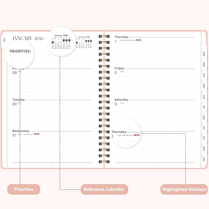 2026 Planner, Weekly and Monthly Calendar Planning Agenda, Jan 2026 - Dec 2026, Academic Planner Book, Desk Accessories and Office Supplies for women & men - A5 (6.3'' x 8.5'')