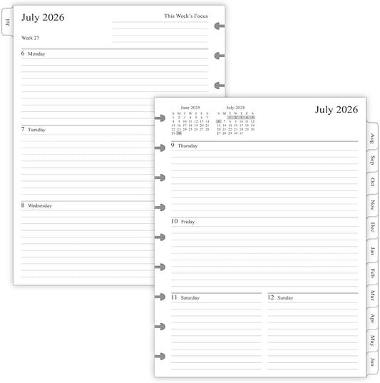 2026-2027 Planner Refills for Happy Planner Classic Notebook, Weekly & Monthly, Jul 2026 - Jun 2027, 7" x 9-1/4", 9-Disc Pre-punched