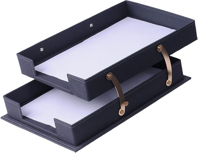 Desk Organizers - Desk Accessories - Leather Desk Organizer - Bonded Leather Desk Set - Home Office Accessories - Desk Supplies - Leather Desk Set - Office Accessories - 14 PCS (Gray)