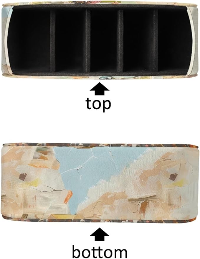 FUSURIRE Storage Box for Remote Controls, Equestrianism Print 5 Compartments PU Leather Remote Controllers Holder, Lightweight Cosmetic Box Pen Pencil Organizer for Study Living Room
