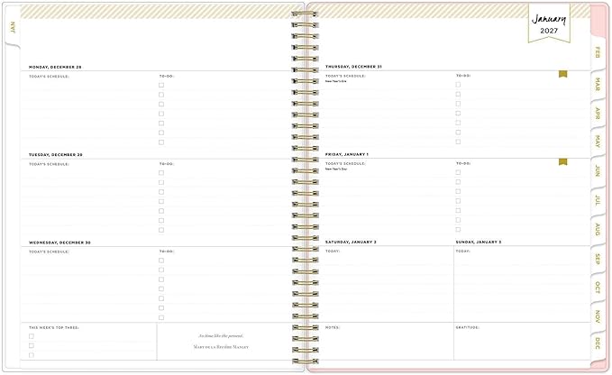 Blue Sky Day Designer 2027 Weekly and Monthly Planner Calendar, January 2027 - December 2027, 8.5" x 11", Clear Pocket Cover, Durable Twin Wire Binding, Storage Pocket, Stickers, Coming Up Roses