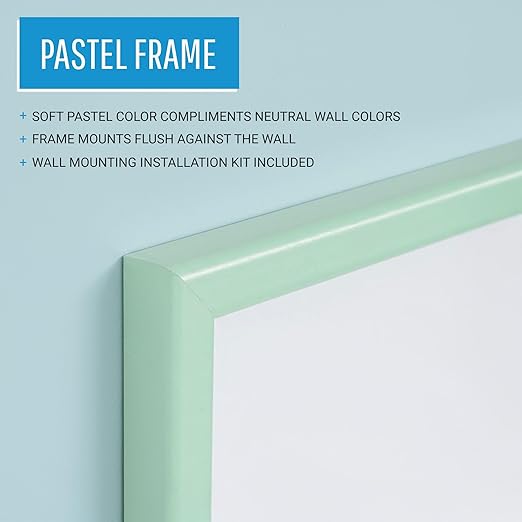 MasterVision Pastel Combo Bulletin and Dry Erase Board, 24" x 18", Green Frame, Decorative Magnetic Whiteboard and Cork Board, Wall Décor for Home, Office, Dorm, or Classroom
