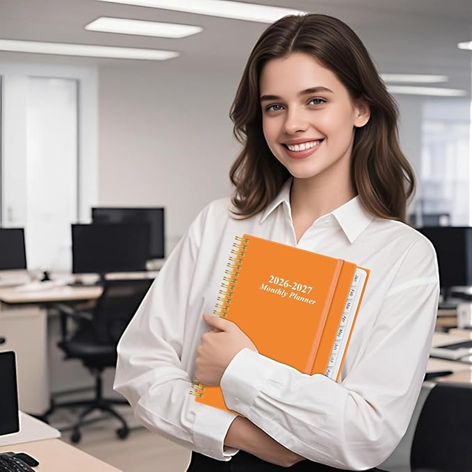 2026-2027 Monthly Planner - January 2026 - June 2027, Two Pages Per Month, 18 Monthly Calendar/Planner with Tabs, Inner Pocket, 6.4" x 8.5", Orange