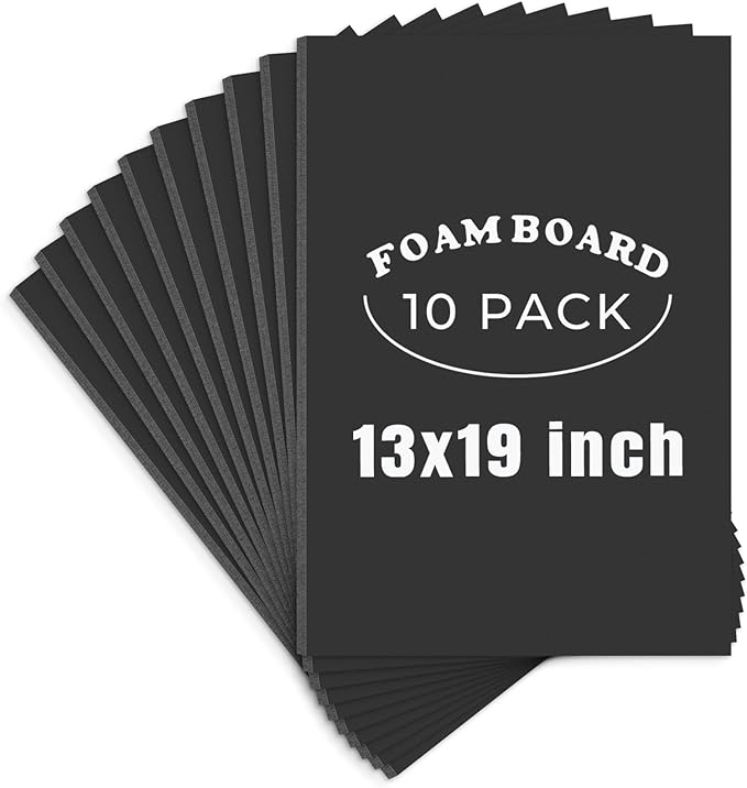 AUEAR, 10 Pack 13x19 Black Foam Boards, Foam Core Poster Board for Display, Mounting, Print, Presentation and Projects, 3/16'' Thick
