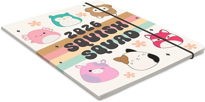 Orange Circle Studio 2026 Planner, Squishmallow, Just Right Monthly Planner, To-Do List Notebook, Appointment Book w/Storage Pocket & Elastic Closure, Composition Notebook
