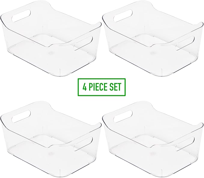 Mind Reader Desk Supplies Office Supplies Organizer, 4 Pack, 8.85" x 6" x 4", Clear