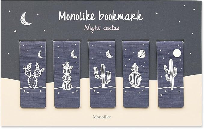 Monolike Magnetic Bookmarks Night Cactus, Set of 5