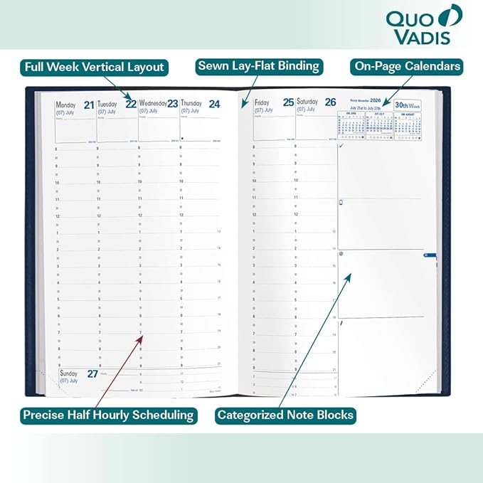 Quo Vadis 2026 Minister - Weekly/Monthly Planner - 12 Months, Jan. to Dec. - 6 1/4 x 9 3/8" - Smooth Faux Suede Texas Chocolate Cover- Time Management Appointment Organizer