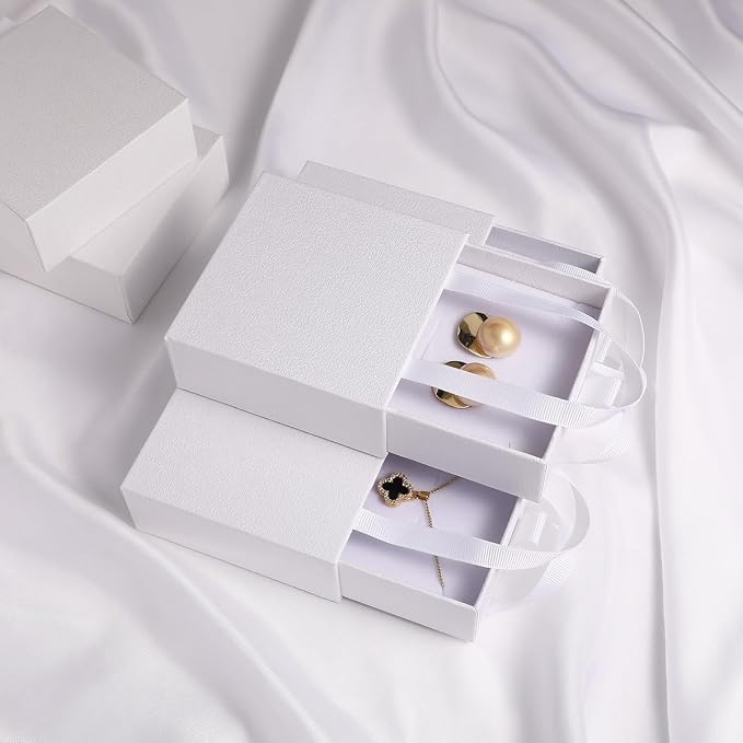 40 pcs paper boxes 9 x 9×3.5 cm white luxury gift storage, jewelry gift storage box for earrings necklaces bracelets rings
