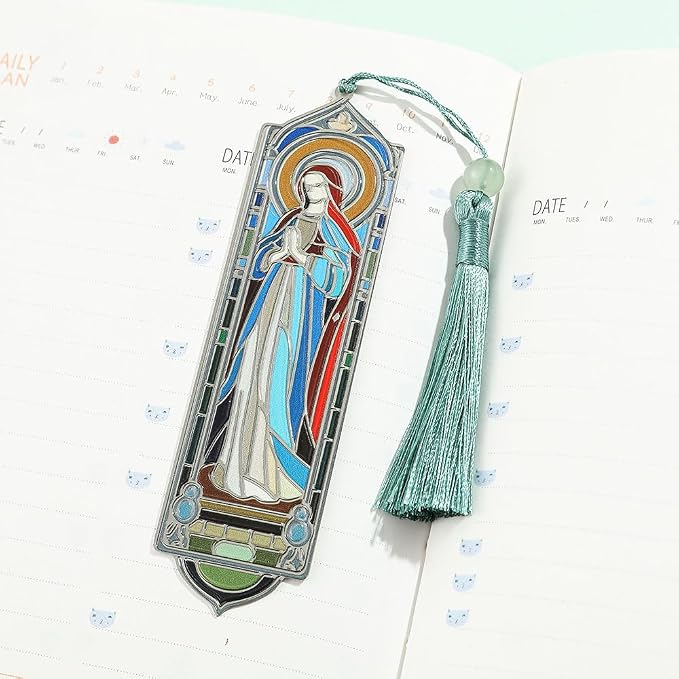 Divine Virgin Mary Bookmark with Tassel - Exquisite Design Book Marks for Women Men, Gift for Book Lovers