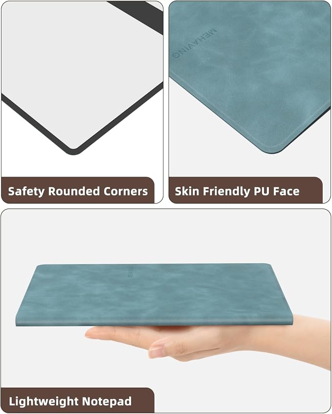 Portable Small White Board Dry Erase Board, Reusable 9.5 * 6.6in Notebook Memo, Office Home Supplies Desk Accessories MH760 (Stone Grey)