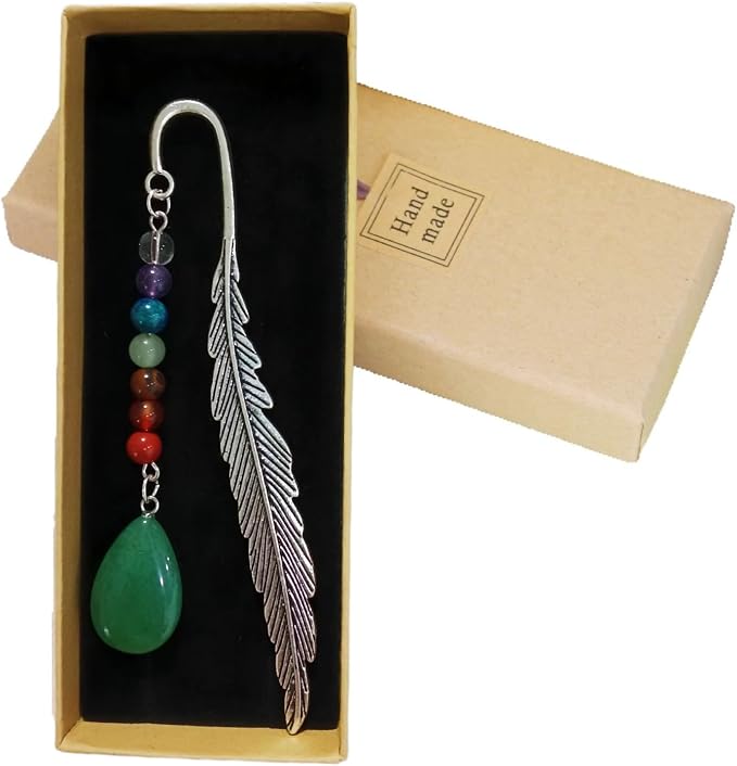 Metal Bookmark, Feather Book Marks with Pendants for Readers Book Lovers, Funny Gift Box Birthday Christmas Easter Gift for Adults Teen Boys Girls