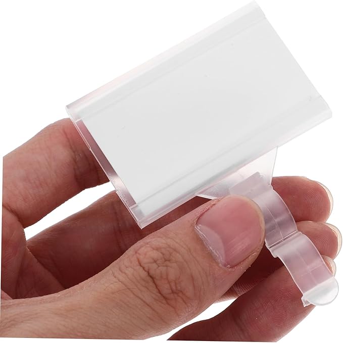 ULTECHNOVO 100pcs Hook Style Plastic Shelf Label Holders for Supermarket Retail Store Price Tags for Pantry Fridge Bookshelf Labels Easy Install Replace