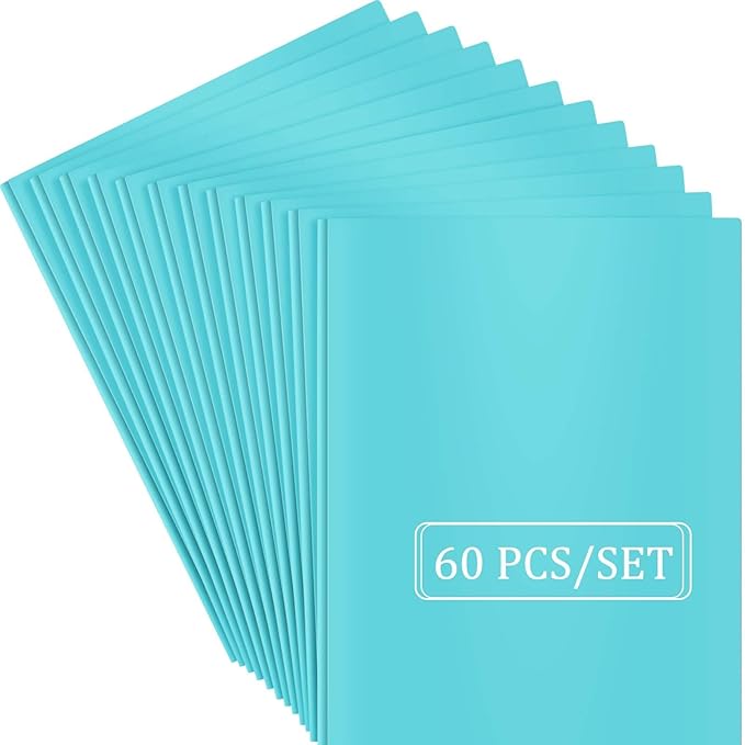ViVin 12 Pack Plastic Folders with Pockets and Prongs, Heavy Duty 2 Pocket Folders with 3-Prong Fasteners, Poly File Holds 8-1/2" x 11" Paper for School Office Home (Lake Blue)