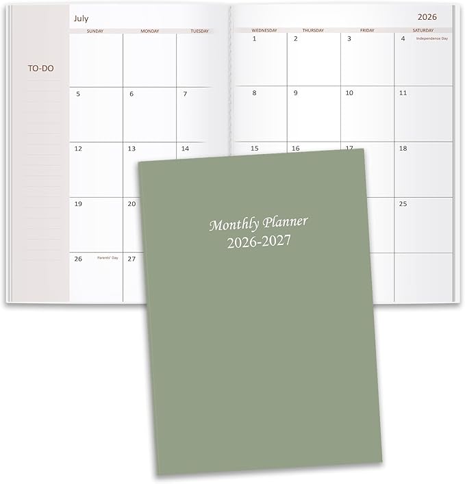 2026-2027 Monthly Planner - 18 Months Calendar from July 2026 - December 2027, Monthly Planner 2026-2027 Easy to Organize Your Daily Life, 5.8" x 8.3", Green