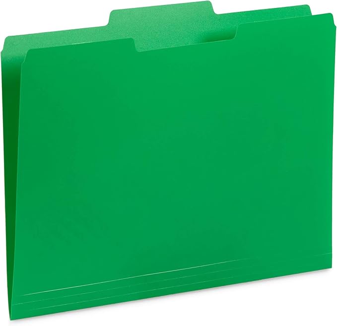 Blue Summit Supplies Plastic File Folders, 1/3 Cut Tab, Heavy Duty Multi Colored Poly Folders, Letter Size, 30 Pack