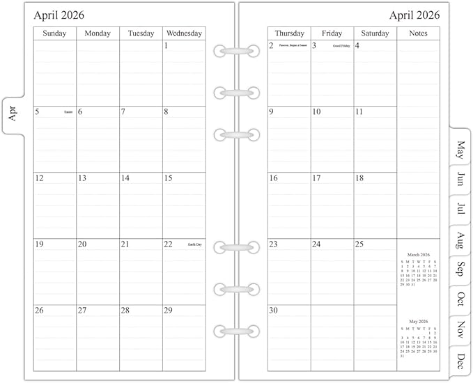 newestor 2026-2027 Planner Refill, Monthly, 3-3/4" x 6-3/4", Apr 2026 to Dec 2027, Personal/Portable Size