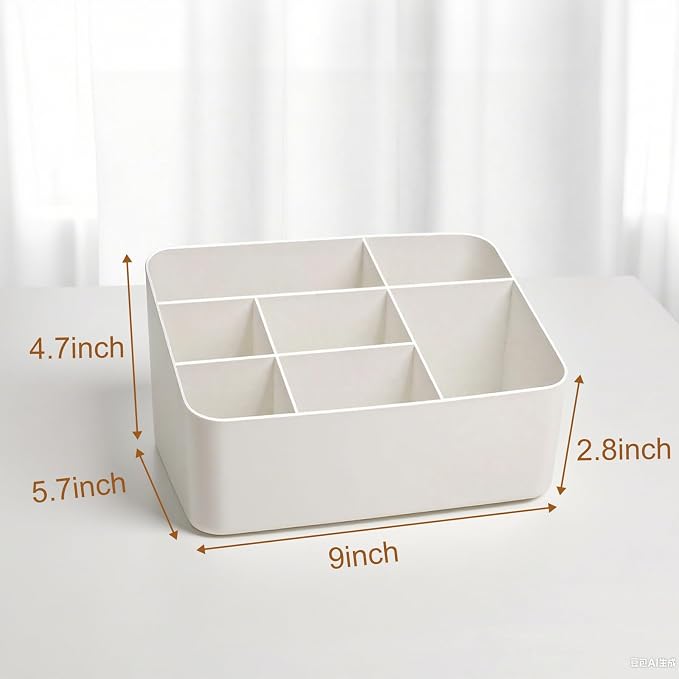 Desk Organizer with 7 Compartments Nightstand Organizer & Bedside Organizer for Dorm, Office Desk, Pen, Pencil, Remote Control Holder, Skincare & Stationary