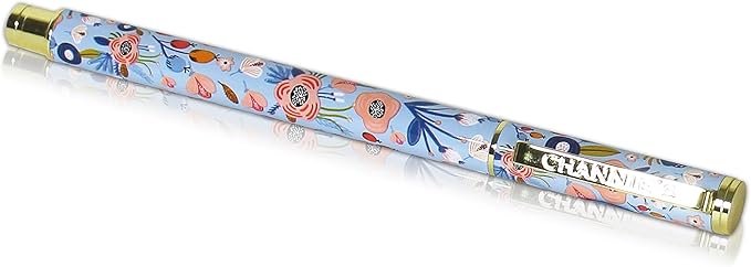Channie's Beautiful Floral Rollerball Pen - Smooth Writing & Perfect for Home Office, Pen for Handwriting, Great Gift Idea for Teachers, Graduation Coworkers - Light Blue