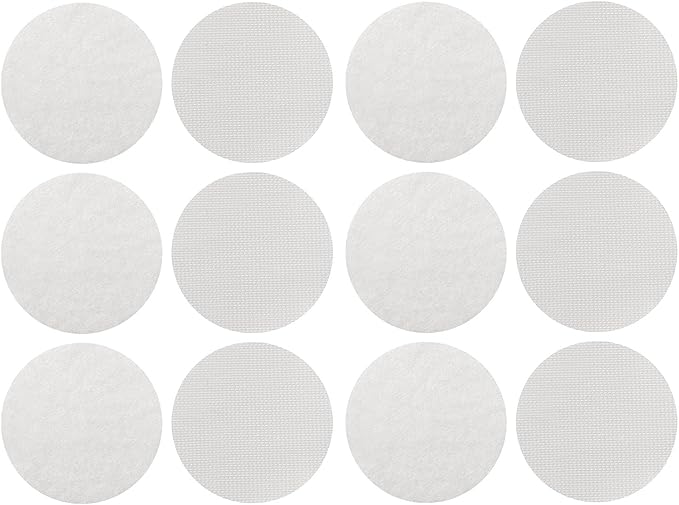 Adhesive Tape, 6Pcs Hook and Loop Fasteners Non Slip Cushion Pads Round Self Adhesive Back Hook and Loop Gripper Mounting Pad for Car Mat (White)