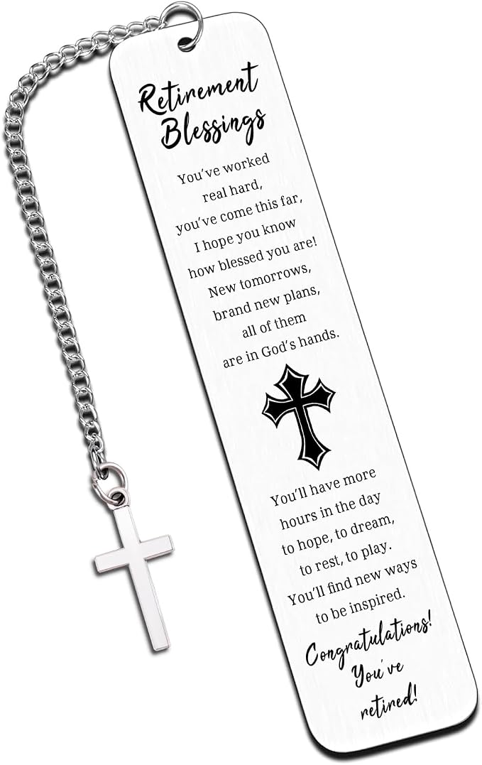 Retirement Gift for Woman Men Happy Cool Retirement Gifts for Women Coworkers Farewell Goodbye Gifts Cross Metal Bookmark