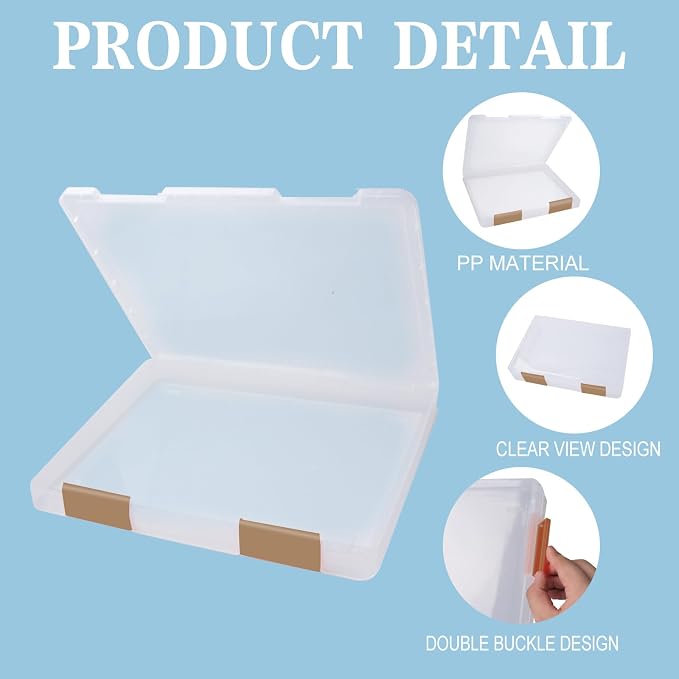 12 Pcs Clear A4 A5 File Box Document Plastic Storage Box with 48 Labels File Holder Organizer Paper Plastic Case Magazine Protector with Buckle Office School Supplies(Brown)