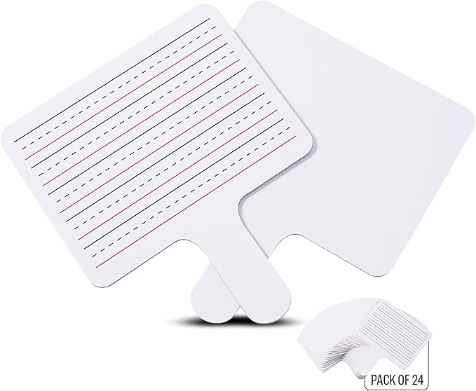 Epic Creations Dry Erase Paddles - 24 Pack 8.11 x 6.14 Inches - Double Sided Handheld Whiteboard - Dry Erase Signs - Hand Held White Board - Auction Paddles - White Board Paddles,Hand Dry Erase Board