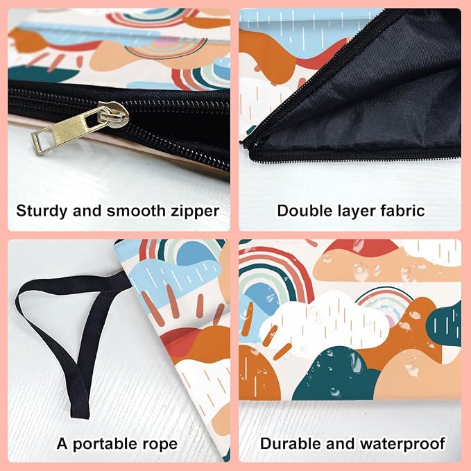 2pcs Polyester Books Sleeve 34cm(13.4inch) x24cm(9.45inch) Clouds Book Protectors with Zipper and Front Pocket Birthday Gift for Students Teachers and Reading Lovers