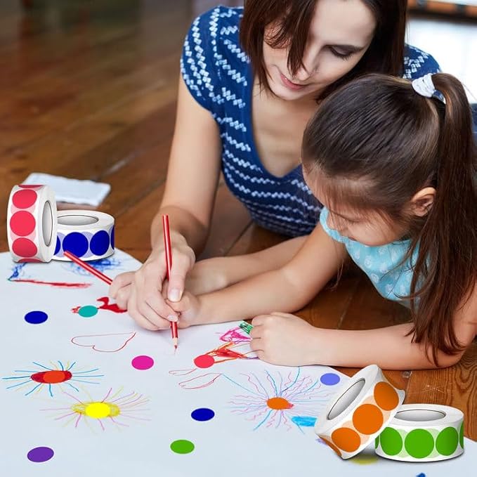 5000 PCS 3/4" Colored Dot Stickers Round Color Coding Labels Polka Circle Dot Label Sticker for Toddler, Office, Student, Classroom, Papers Etc(10 Rolls, 3/4 Inches)