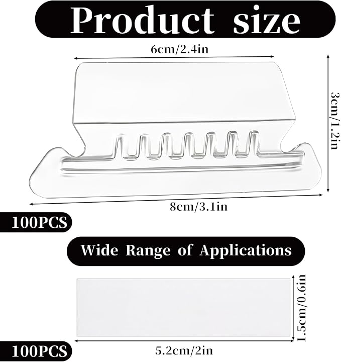 200 Pcs Hanging File Folder Tabs, File Tabs for Hanging Folders 3 Inch Clear Plastic Files Folder Tab and Inserts Insertable Plastic Tab for Back to School Organizer Office Room
