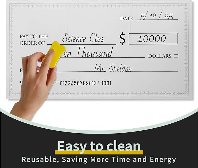 30 x 16 Inches Foldable Giant Check for Presentations, Dry Erase Big Blank Check, Large Fake Check, Oversized Checks for Fundraisers, Prizes, Awards,Retirement, Charity & Donation Events(White)