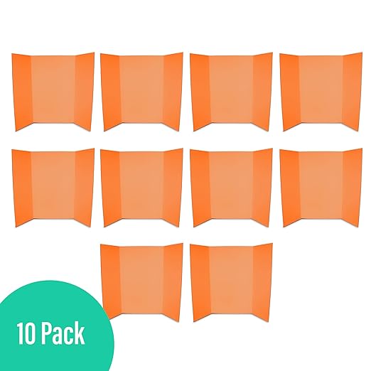 Flipside Products 36” x 48” Project Boards for Presentations, Science Fair, School Projects, Event Displays and Trifold Picture Board, Proudly Made in USA - Orange - 10 Pack