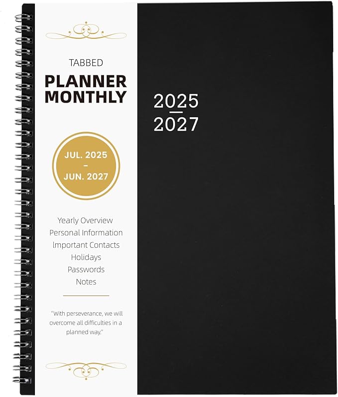 Monthly Planner 2025-2026 - 2025-2027 Monthly Planner, 24 Months, 9'' x 11'', JUL. 2025 - JUN. 2027 with Inner Pocket, Coated Tabs