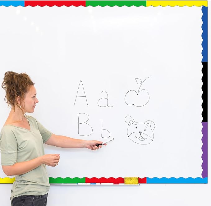 Qeeenar 24 Pcs Magnetic Borders for Classroom Bulletin Board Borders Magnetic Whiteboard Classroom Strips for Office Chalkboard Decoration(Primary Color)