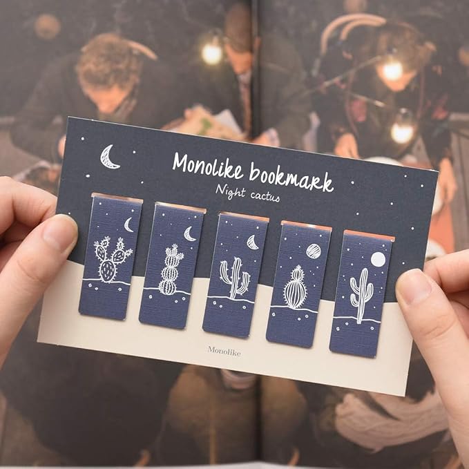 Monolike Magnetic Bookmarks Night Cactus, Set of 5