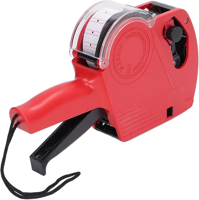 Eujgoov 8 Digits Price Tag Manual Labeling Machine Portable Label Maker with Price Label Machine (Red)