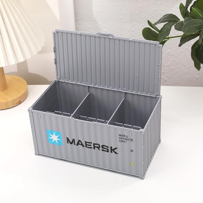Desk Organizer Office Supplies Multi-function Shipping Container Storage Box Pen/Pencil,Business Name Cards Remote Control Holder Gray, Pen and Pencil Shipping Container Style Holders (Slate Gray)