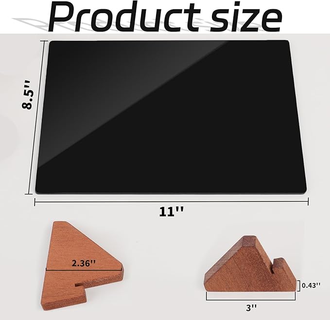 Double-Side Chalkboard Painting Sign 8.5x11 Inch with Wood Holder for Tabletop Display, Bar/Coffee/Restaurant Menu Message Board, Party Event Decorations with 12 Color Pens and 1 Clip