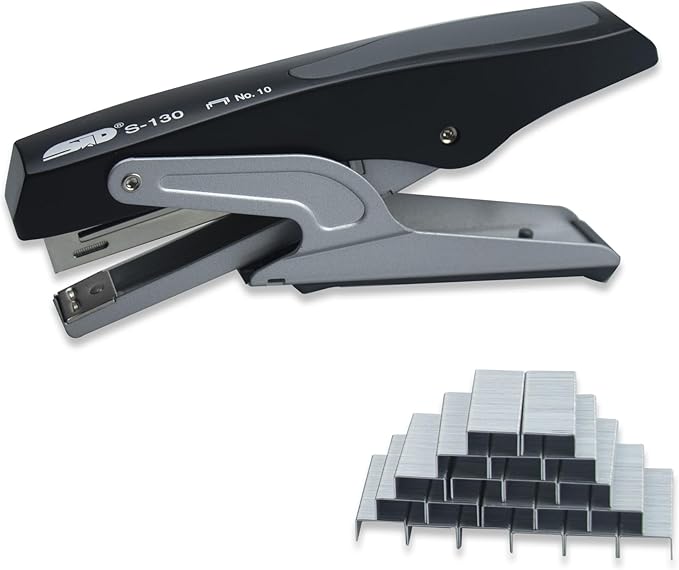 Handheld Plier Stapler Set, Heavy Duty Stapler with Staples, One-Touch Staple Loading, Ergonomic Grip, Desktop Sturdy Metal Hand Stapler for Office, School, Home, Packaging