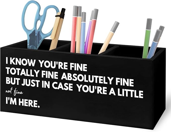 Thoughtful Uplifting Gifts Wooden Pen Pencil Holder for Office Desk Accessories, Thinking of You Get Well Soon Gifts for Women Men, Encouragement Makeup Brush Toothbrush Holder Organizer