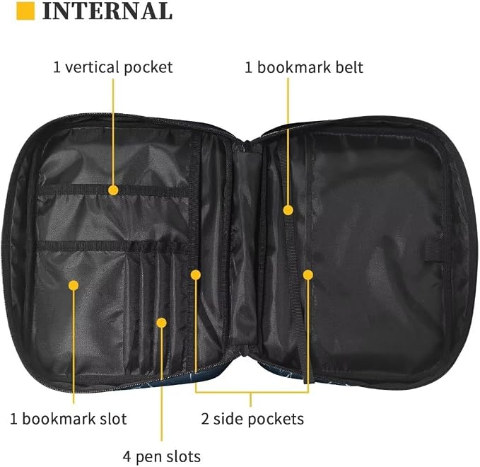 Coldinair Fire Water Football Bible Covers for Women Men Kids,Cross Bible Case with Bookmark Large Carrying Book Case Church Bag Bible Protective with Pocket and Zipper