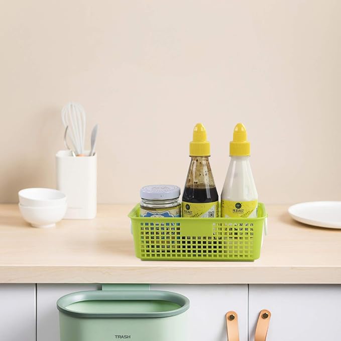 6 Packs Colorful Small Plastic Rectangle Storage Baskets, Kitchen Classroom Office Bedroom Baskets