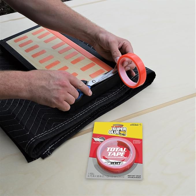 Super Glue, Total Tape Roll, Strong Indoor & Outdoor Construction Adhesive, Holds 300 lbs. per Roll, Permanent Bonding, All-Weather, Mesh Reinforced, Easy-to-Use Double-Sided Tape